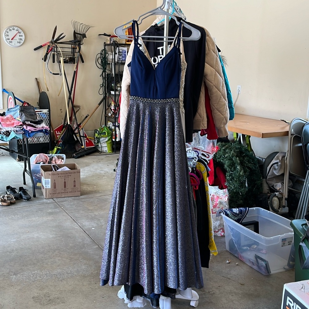 blue iridescent dress